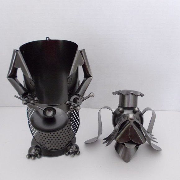 NWT Metal Master Chef Dog Wine Bottle Holder Bar Caddy - Picture 6 of 6